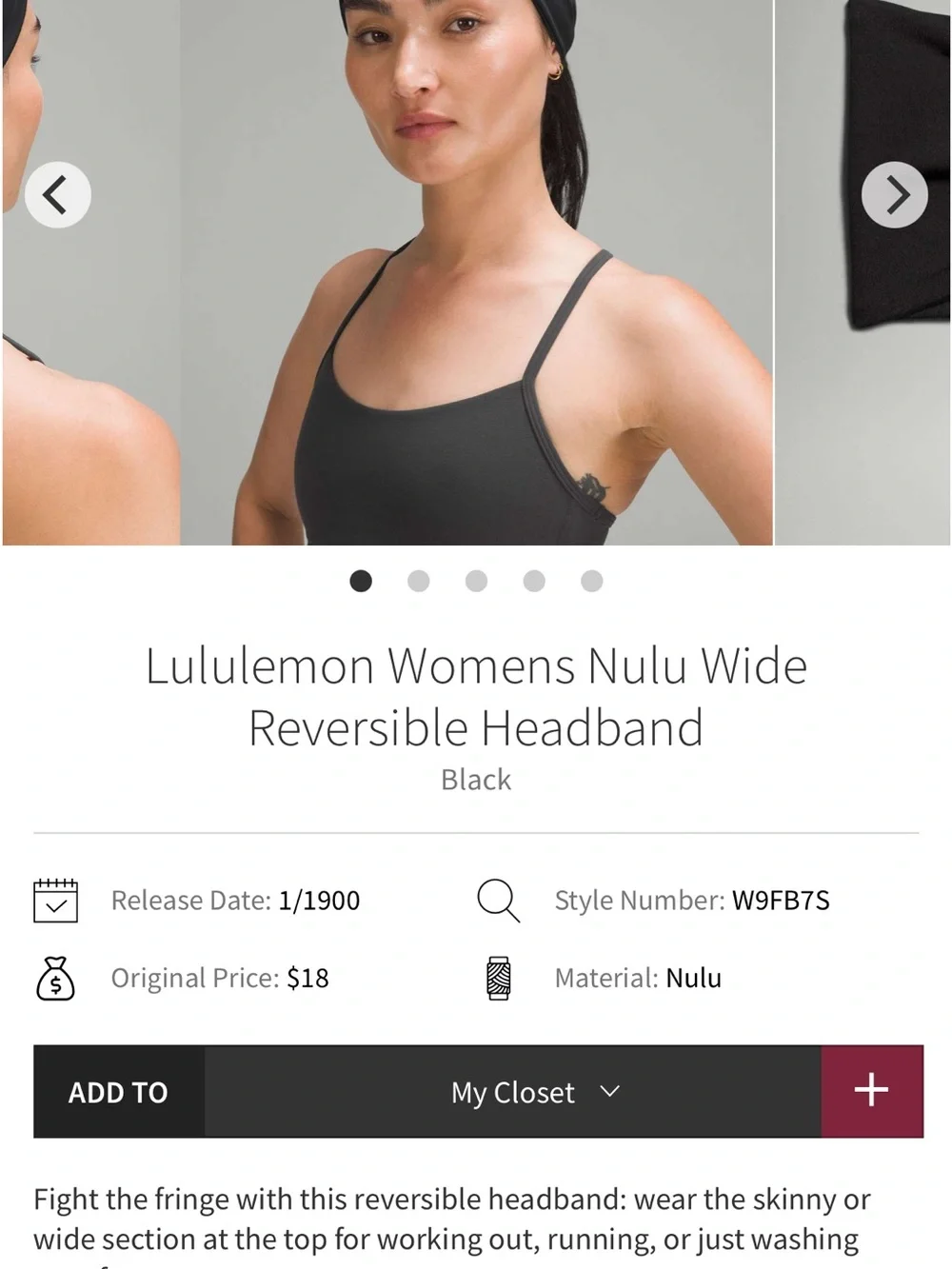 lululemon Nulu Wide Reversible Headband in Micro Houndstooth Blue Multi/Black